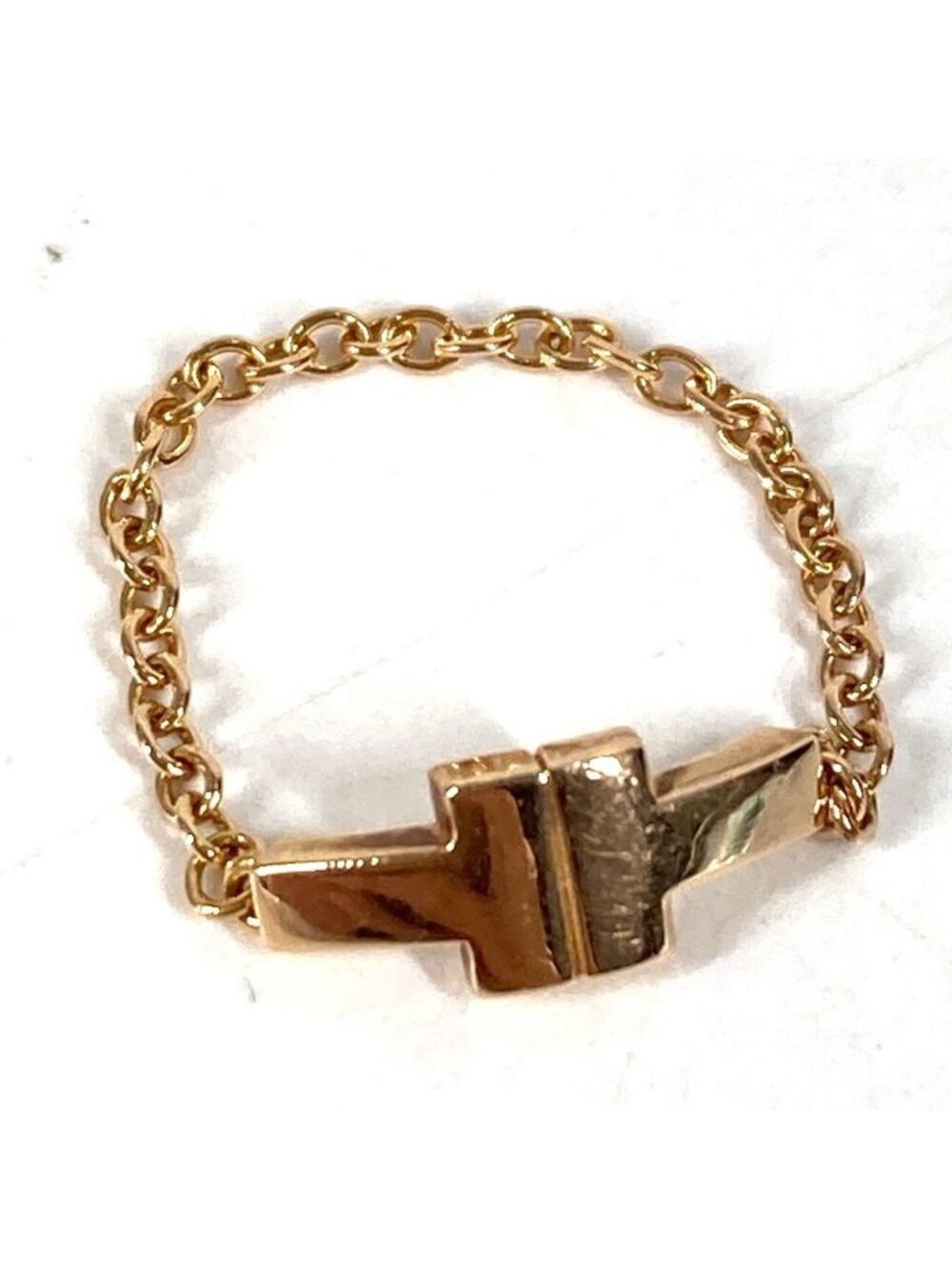 Tiffany & Co Ring T Two Chain Gold